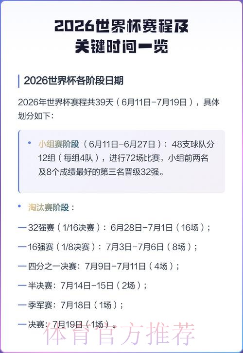 2026世界杯完整赛程详细安排最新时间表在哪里看 2026世界杯完整赛程详细安排最新时间表在哪里看