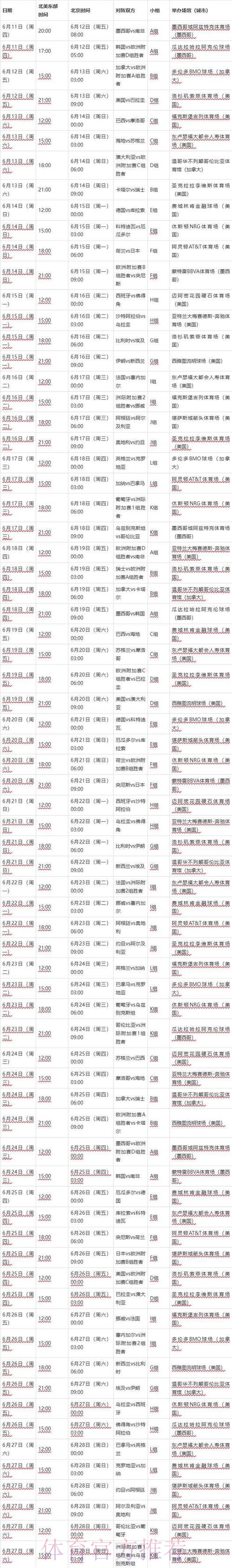 2026世界杯比赛时间完整版最新时间表查询入口
